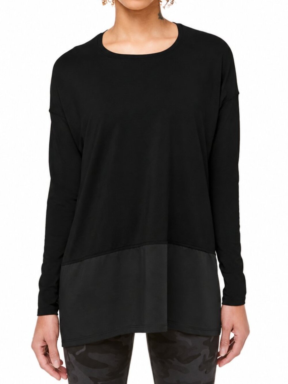 LULULEMON Ease of Mind Long Sleeve Top Rulu Relaxed Fit Longline Black Women's 8